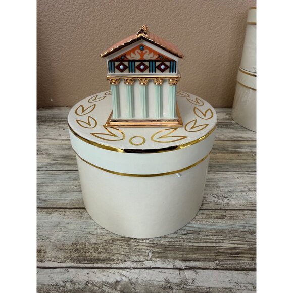 3 X Lenox China Treasures Empire Collection Trinket Box Greek Pagoda Mosque NEW - Picture 3 of 16